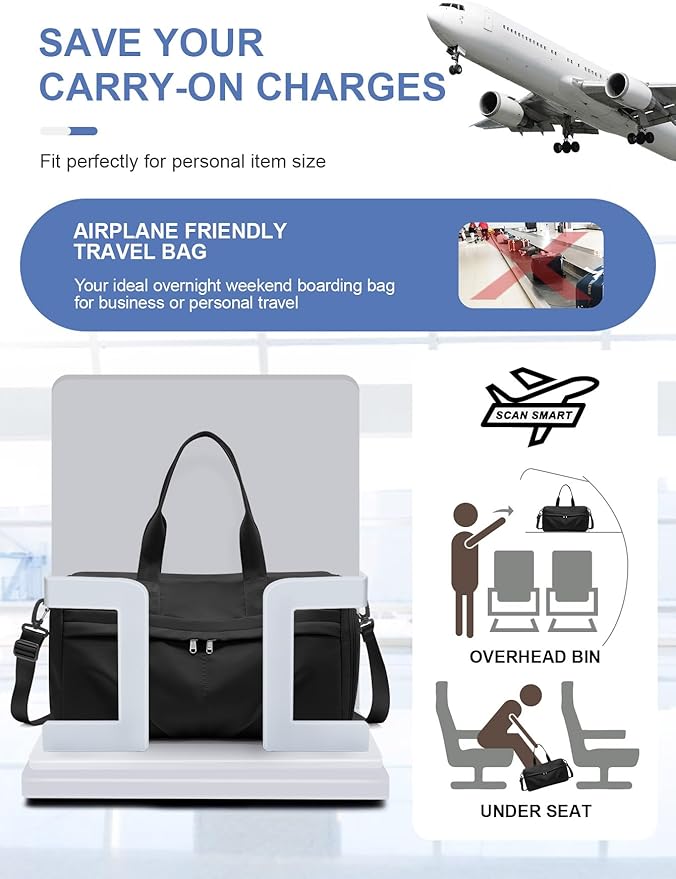 Gym Bag for Women Men with Shoe Compartment, Sport Duffel Bag, Waterproof Travel Weekender