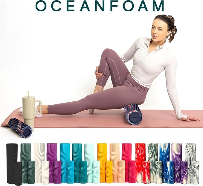 Oceanfoam Tidal Roller - Red, Dark Navy & Natural Marbled - Muscle Massage Foam Roller for Back