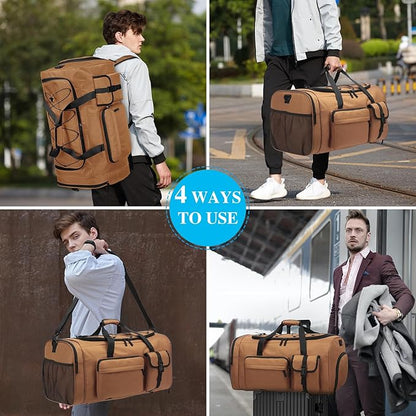 Lyweem Large Duffle Bag Backpack for Travel, 70L Heavy Duty Gym Duffel Bag with Shoes Compartment