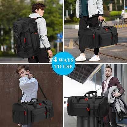 Lyweem Large Duffle Bag Backpack for Travel, 70L Heavy Duty Gym Duffel Bag with Shoes Compartment