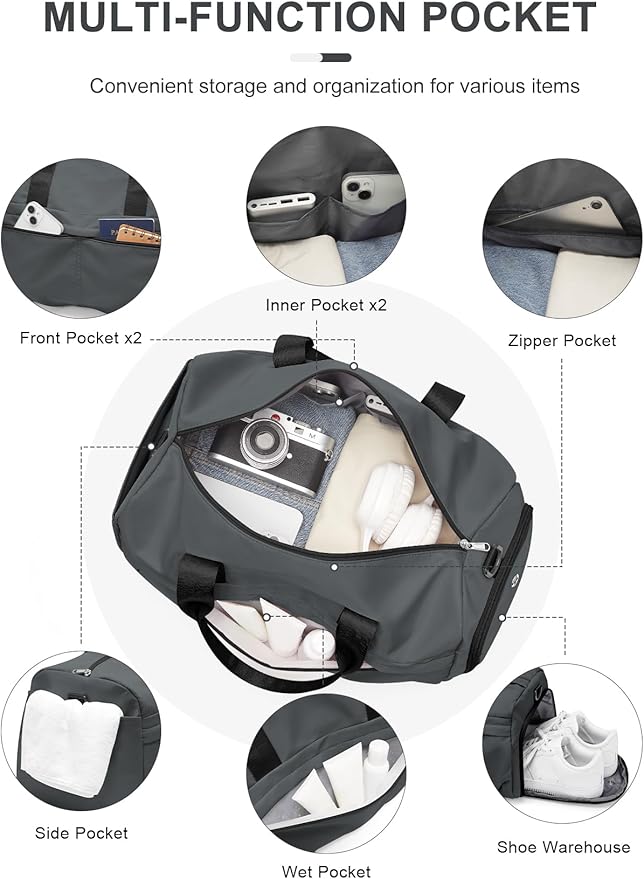 Gym Duffle Bag with Shoe Compartment for Women Men Sports Workout Carry on Weekend Overnight Bag