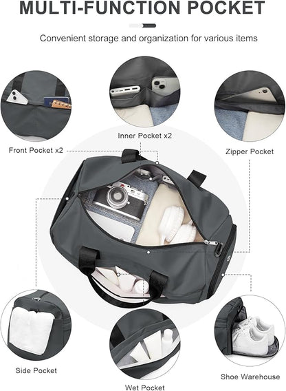 Gym Duffle Bag with Shoe Compartment for Women Men Sports Workout Carry on Weekend Overnight Bag