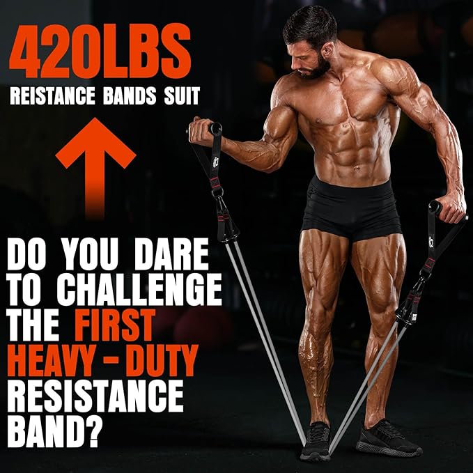 Heavy Resistance Bands for Working Out, 300LBS Exercise Bands with Handles, Workout Bands for Men