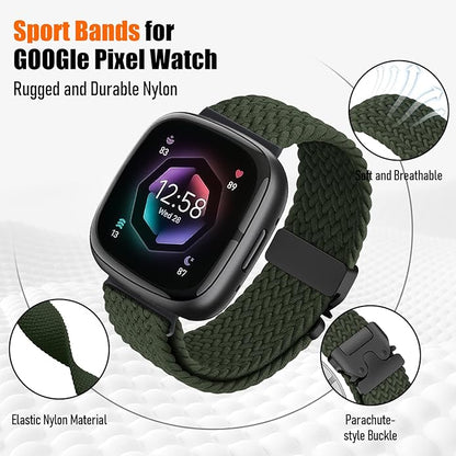 Braided Stretchy Band for Fitbit Versa 4/Versa 3/Sense 2/Sense Watch Band Women Men,Parachute-style