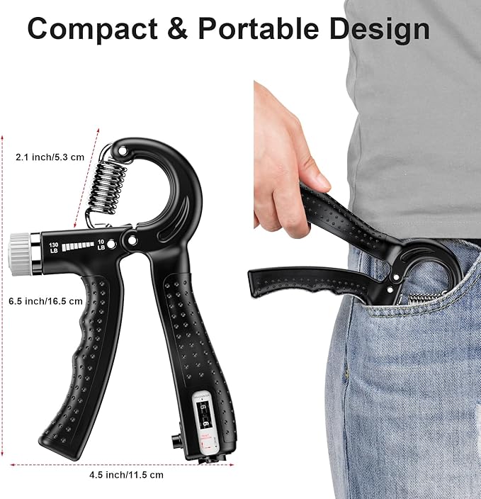 KDG Hand Grip Strengthener 2 Pack Adjustable Resistance 10-130 lbs Forearm Exerciser，Grip Strength