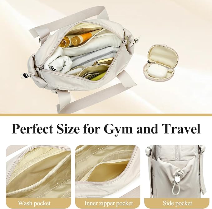 CAMTOP Mini Gym Bag for Women, Small Gym Tote Bag Puffy Quilted Sports Duffel Bag with Wet