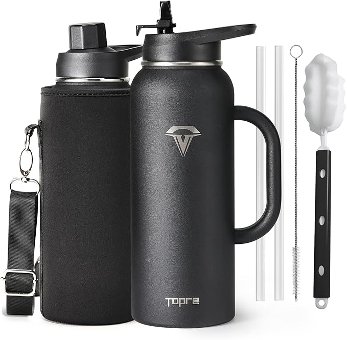 40 oz Insulated Water Bottle with Straw and Lid, Food-grade Double Wall Vacuum Stainless Steel