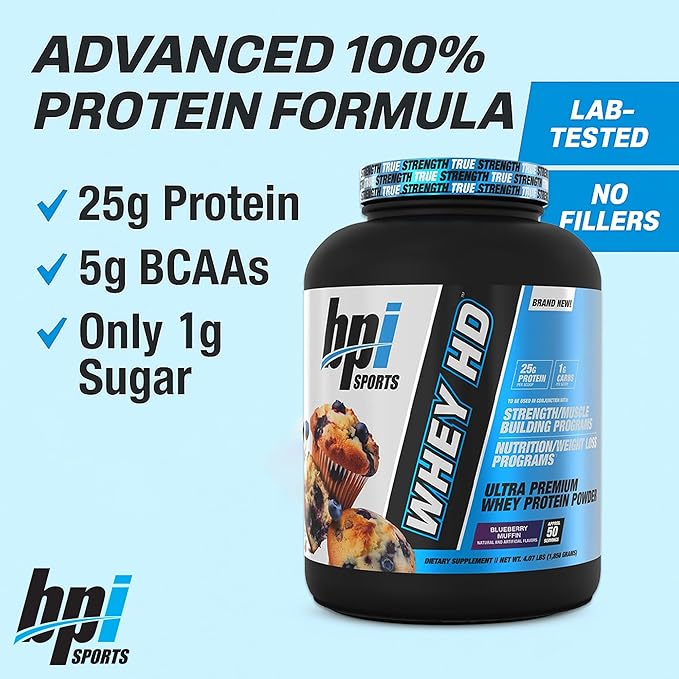 BPI Sports Whey HD Ultra Premium Protein Powder Isolate | Workout Whey Protein Powder for Men &