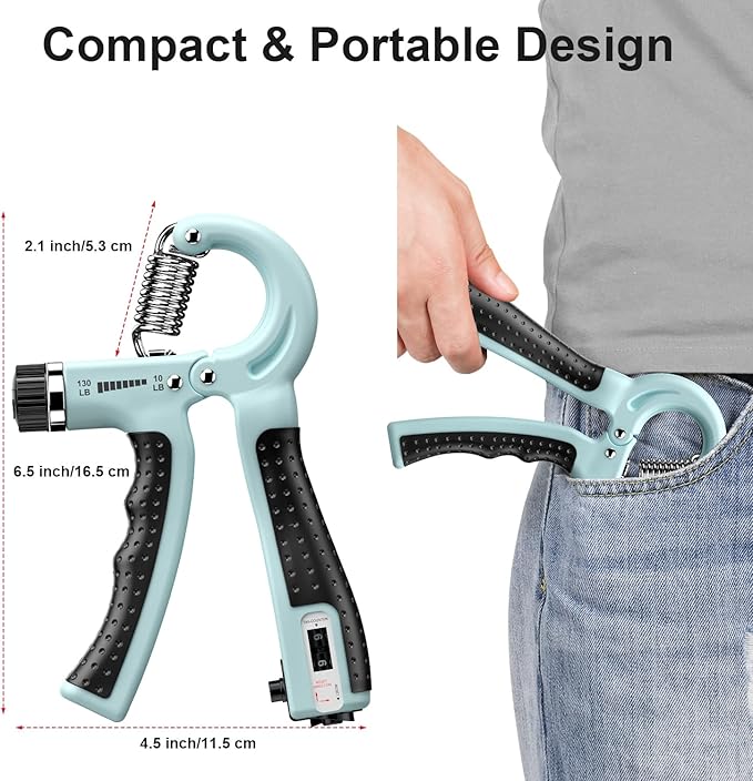 KDG Hand Grip Strengthener 2 Pack Adjustable Resistance 10-130 lbs Forearm Exerciser，Grip Strength