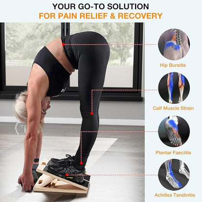 TEMI Slant Board for Calf-Stretching - Wooden Incline Wedge Stretcher for Squats, Foot & Ankle
