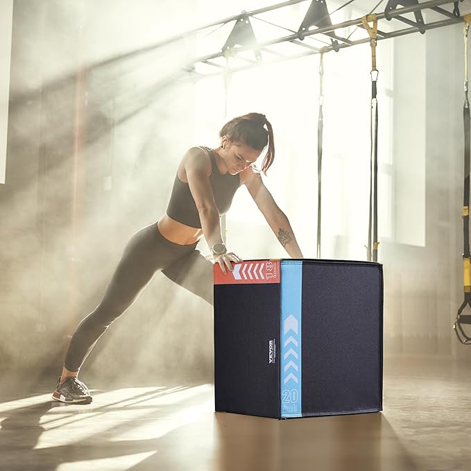 VEVOR 3 in 1 Plyometric Jump Box, Cotton Plyo Box, Platform & Jumping Agility Box, Anti-Slip