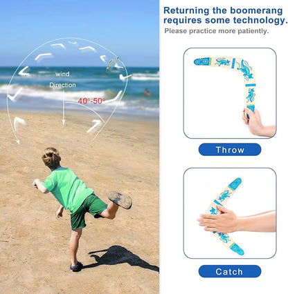Boomerang for Kids, Australia Style Handmade Wooden Authentic Boomerang, V-Shaped Returning