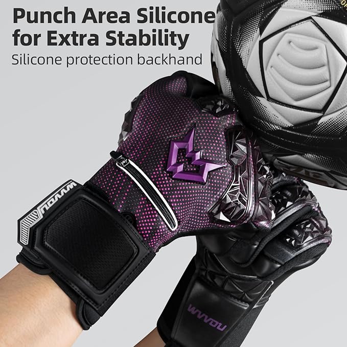 WVVOU Soccer Goalie Gloves for Adults and Youth, High Performance Goalkeeper Gloves with 5