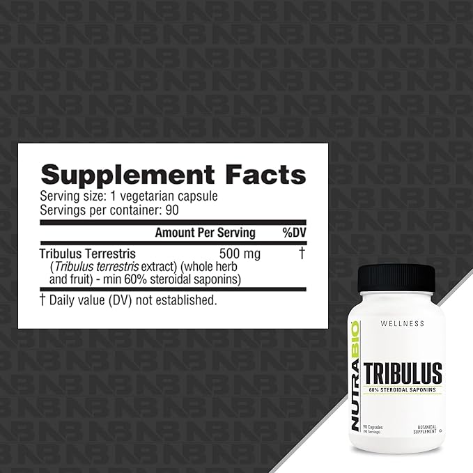 NutraBio Tribulus Terrestris Extract Supplement, 500mg - Tribulus Terrestris for Men and Women