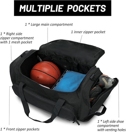MIER Large Duffel Bag Men's Gym Bag with Shoe Compartment, 60L