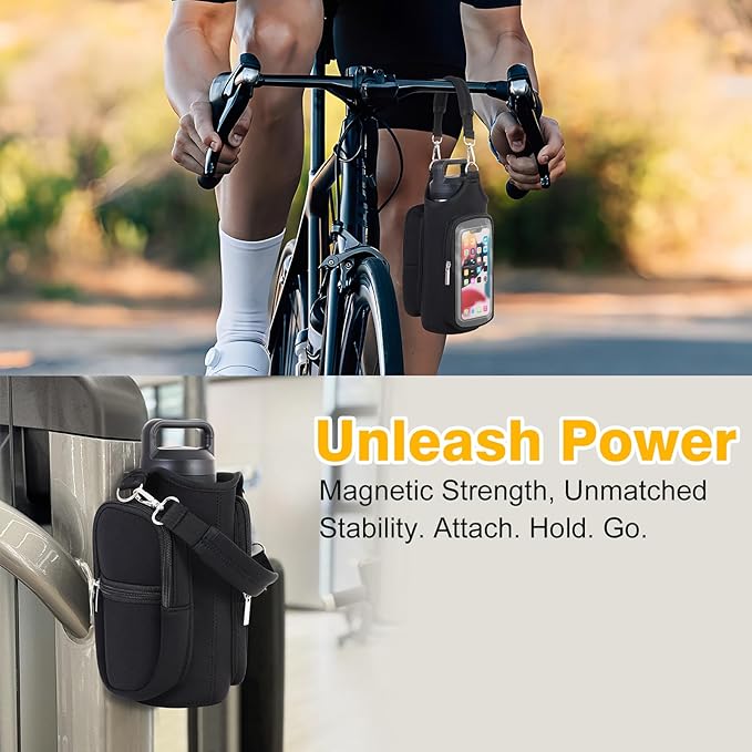 Magnetic Gym Bag for Men & Women - Water Bottle Holder, Crossbody Strap, Touchscreen Pocket &