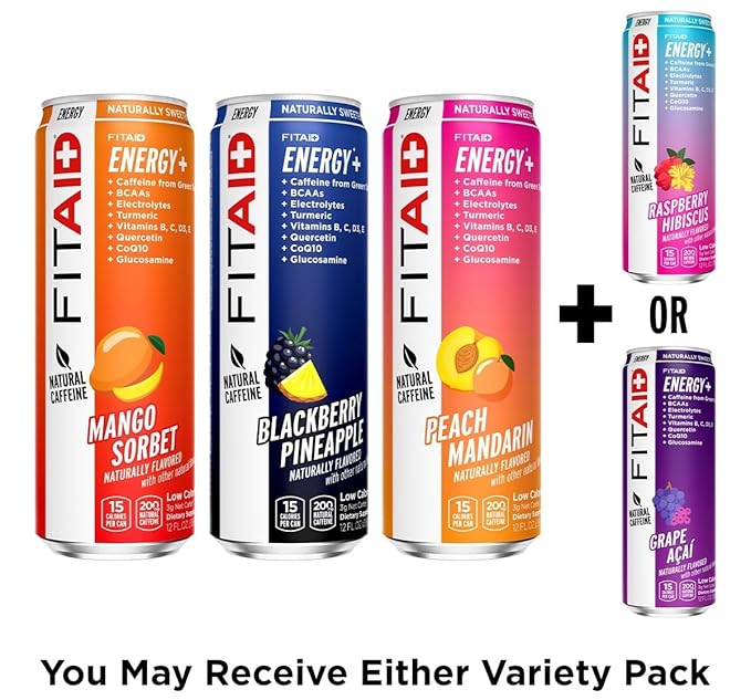 LIFEAID FITAID Energy, 200mg Natural Caffeine, Keto, Variety Pack, Optimum Performance Formula: