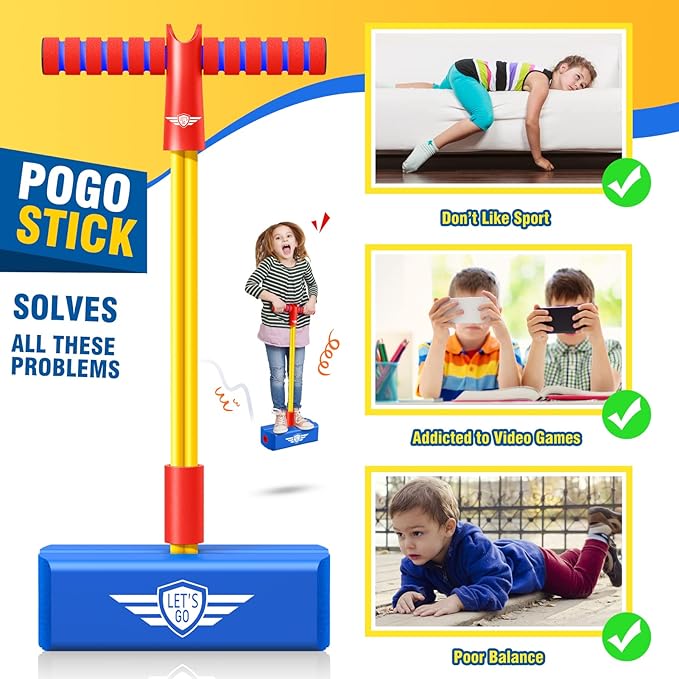 CUUGO LET'S GO! CG Jumping Promotes Growing Taller- Pogo Stick Foam Pogo Jumper for Kids, Toys for