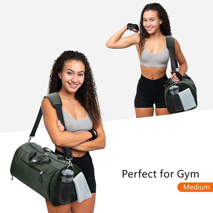 TOPDesign Gym Bag for Women & Men, Unisex Duffel Bag with Shoe Compartment & Wet Pocket for Travel
