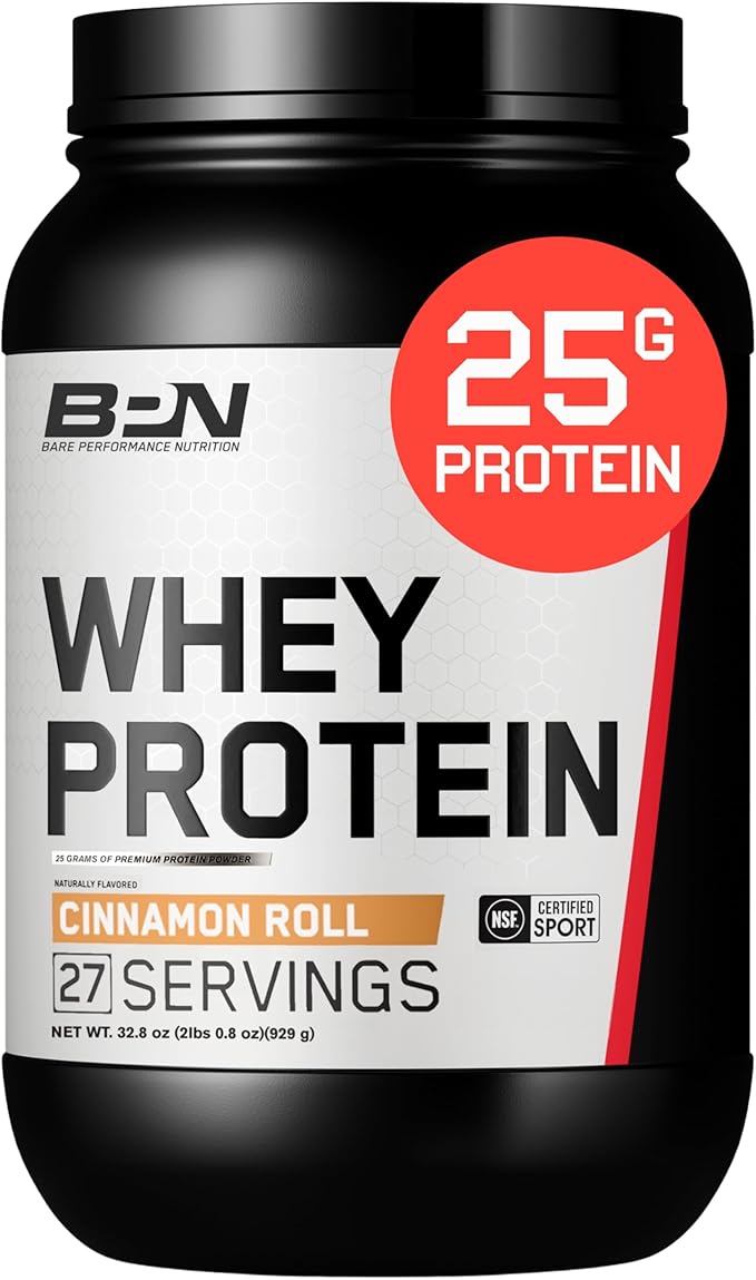 BARE PERFORMANCE NUTRITION, BPN Whey Protein + Casein Protein Powder Blend, Cinnamon Roll 25g