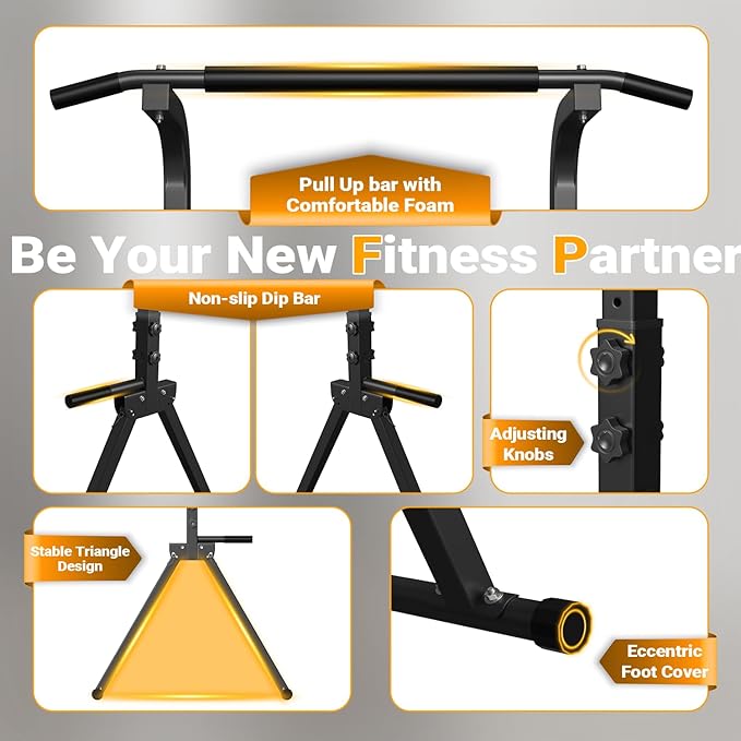 Foldable Pull Up Bar Free Standing Multi-function Power Tower Dip Bar Home Gym Strength Training