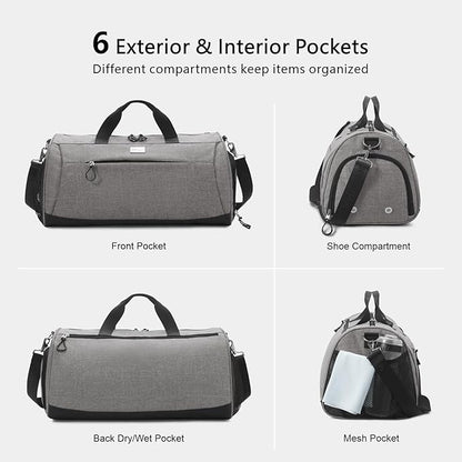 TOPDesign Gym Bag for Women, Duffel Bag with Shoe Compartment & Wet Pocket for Travel Sports (M