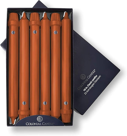 Colonial Candle Unscented Taper Candle, Classic Collection, Pumpkin, 10 In, Pack of 12 - Up to 8