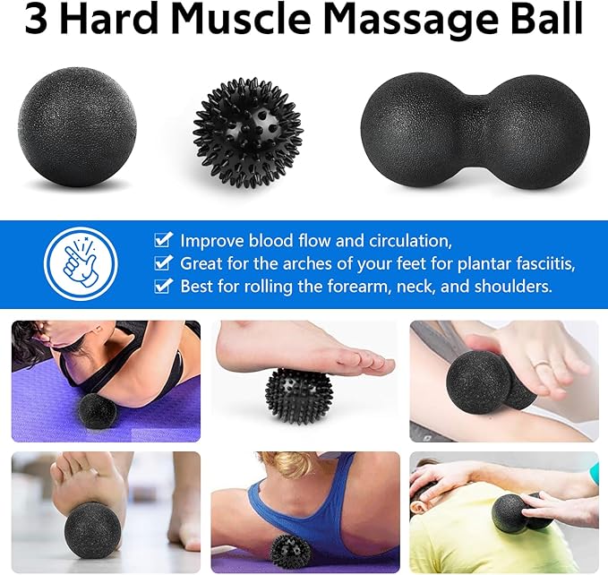7 in1 Foam Roller Set for Deep Tissue Muscle Massager - High Density Back Roller, Muscle Roller