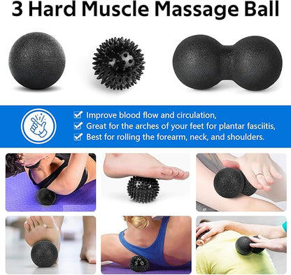 7 in1 Foam Roller Set for Deep Tissue Muscle Massager - High Density Back Roller, Muscle Roller