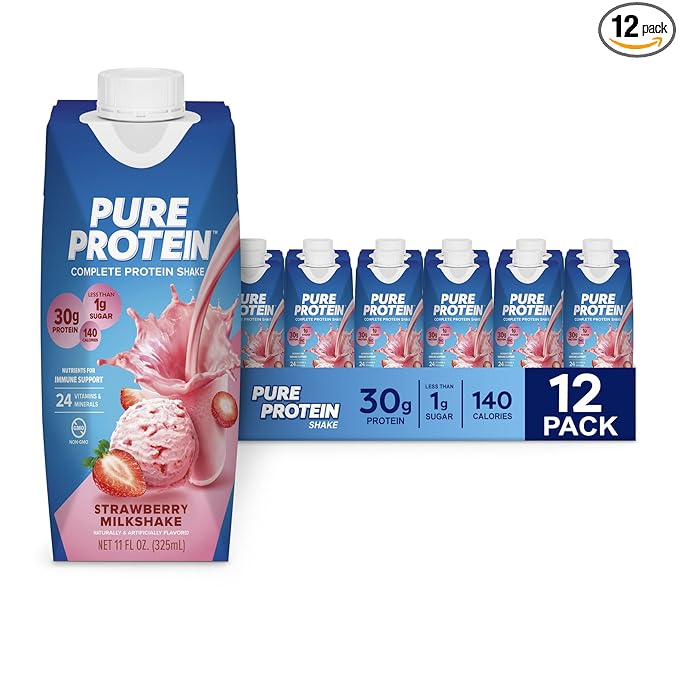 Pure Protein Strawberry Protein Shake, 30g Complete Protein, Ready to Drink and Keto-Friendly