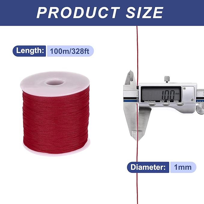 MECCANIXITY 1/16 Inch Polypropylene Rope Braided Ropes, 328ft Nylon Rope Hollow Utility Cord for
