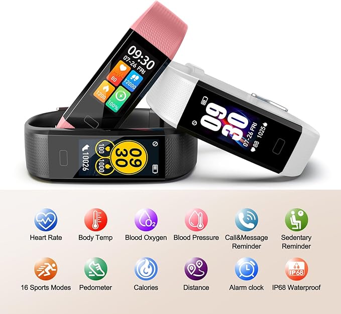 ENGERWALL Fitness Tracker with Step Counter/Calories/Stopwatch, Activity Tracker with Heart Rate