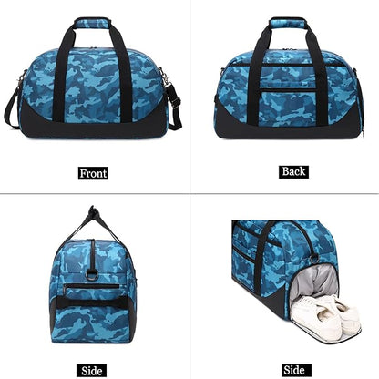 Boys Overnight Duffel Bags Sport Gym Bag Gymnastics Bag with Shoe Compartment, Carry-on Size