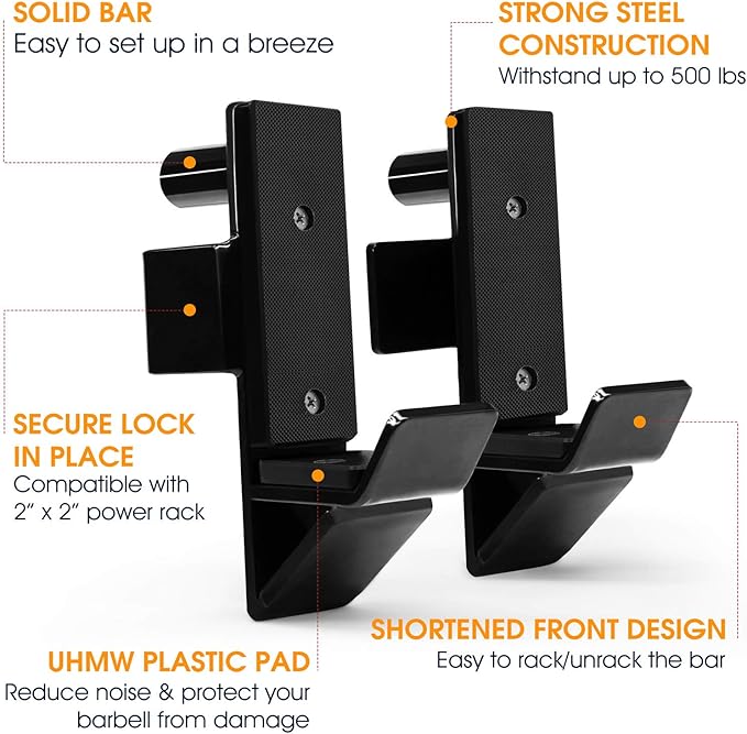 Yes4All Power Rack J-Hooks & Attachments ??Heavy Duty Barbell Holders Compatible with 2x2 & 3x3