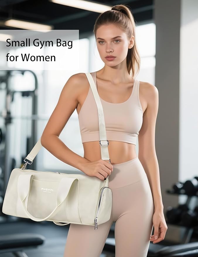 Compact Sports Gym Bag for Women, Cute Mini Duffle Bag with Wet Pocket & Shoes Compartment