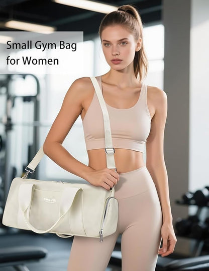 Compact Sports Gym Bag for Women, Cute Mini Duffle Bag with Wet Pocket & Shoes Compartment