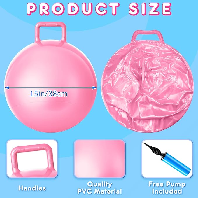 Lewtemi 6 Pcs Hopper Ball Carnival Outdoor Games 15 Inch Jumping Hopping Inflatable Bouncing Ball