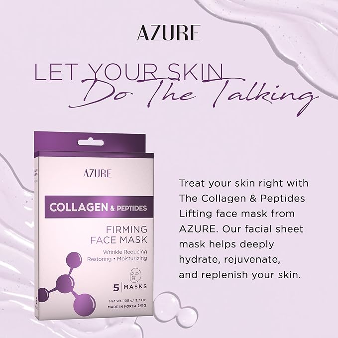 Azure Cosmetics Collagen & Peptides Lifting Facial Sheet - Restoring, Smoothing & Moisturizing Face