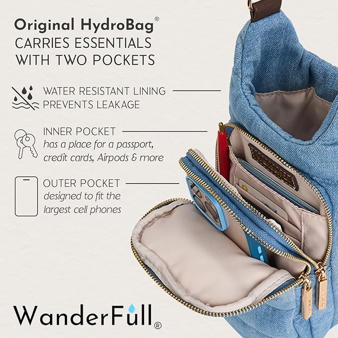 WanderFull® Original HydroBag® Collection, Water Bottle Holder w/Strap & Phone Pocket, Hands-Free