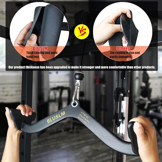 LAT Pull Down Bar for Cable Machine, LAT Pulldown Attachments T Bar V Bar Cable Attachment, Back