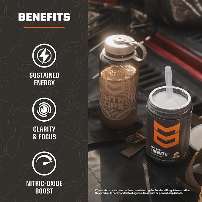 MTN OPS Ignite Trail Packs Energy Drink Powder, Gluten Free Nootropic Supplement Drink Mix, L