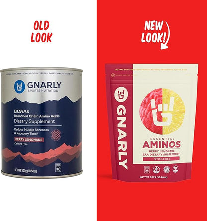 Gnarly Nutrition Essential Aminos Powder, Berry Lemonade ??Pre-Workout Amino Acids ??NSF Contents