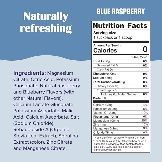 Ultima Replenisher Daily Electrolyte Powder Drink Mix – Sugar Free – Blue Raspberry, 90 Servings