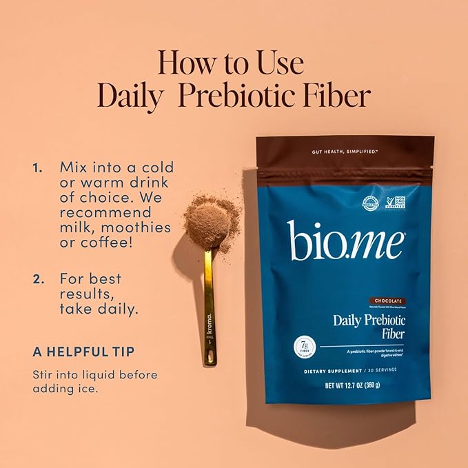 Daily Prebiotic Fiber Powder Chocolate - 7g Per Serving - Soluble & Insoluble Fiber Supplement