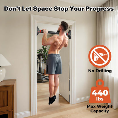 Sportneer Pull Up Bar for Doorway, No-Drill, Adjustable 29.5-37 in, 440 lb
