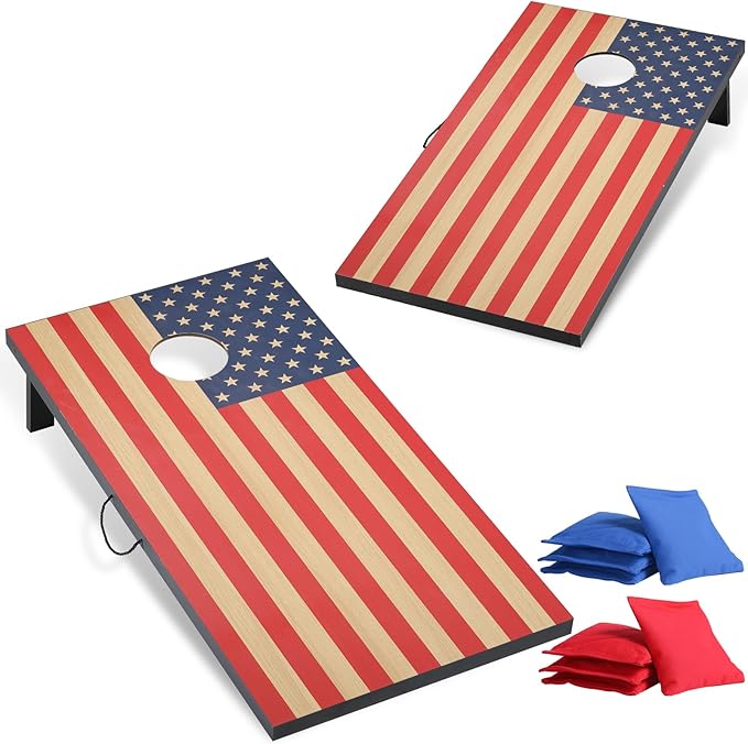Cornhole Sets 4 x 2 ft / 3 x 2 ft with 8 Bean Bags Regulation Size, Corn Hole Games for Adults