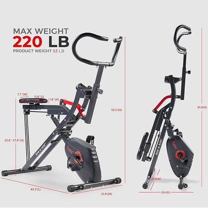 Sunny Health & Fitness Row-N-Ride PRO, Full Body Combo Squat Machine w/Optional Resistance Band