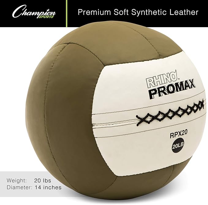 Champion Sports RPX16 Rhino Promax Slam Balls, 16 lb, Soft Shell with Non-Slip Grip, Medicine Wall