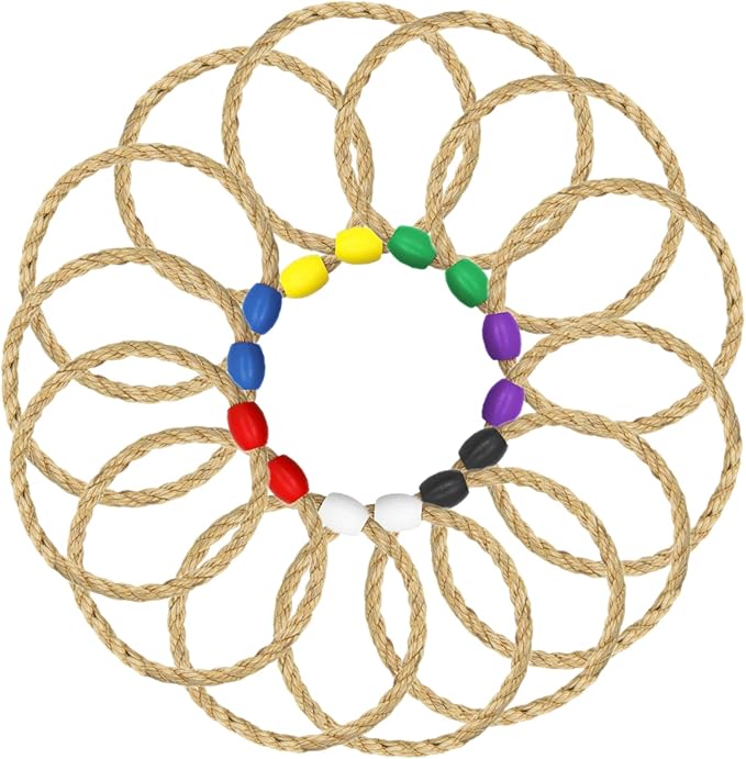14 Pack Sisal Rope Ring Toss Game Replacement Parts for Adults and Kids, Outdoor Toss Rings for