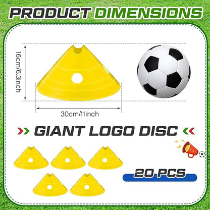 ShinyRelief Jumbo Disc Cones Jumbo Soccer Cones with Mesh Bag Giant Large Agility for Soccer